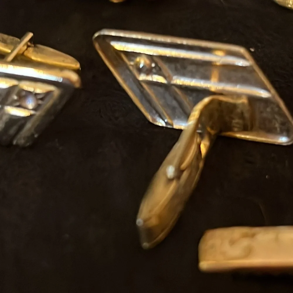 Lot vintage cufflinks & tie clips Pioneer Swank gold filled Shields